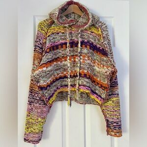 Free People Colorful Knit Hoodie